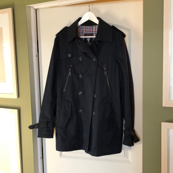 Navy blue Zara men’s raincoat - Long Jacket - Picture 1 of 12